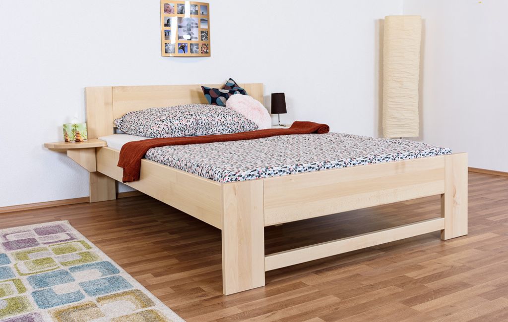 Einzelbett / Gästebett Buche massiv Vollholz natur 110, inkl. Lattenrost - Abmessung 140 x 200 cm