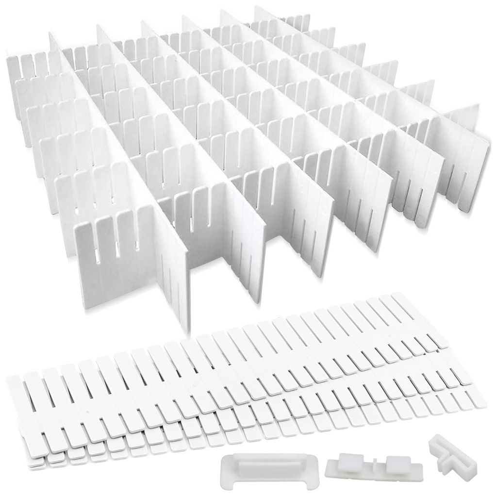 Schubladeneinsätze, 16 Stück, verstellbare Schubladenorganizer, weiß, für Kleiderschränke, Unterwäsche, Socken, DIY-Büroorganizer