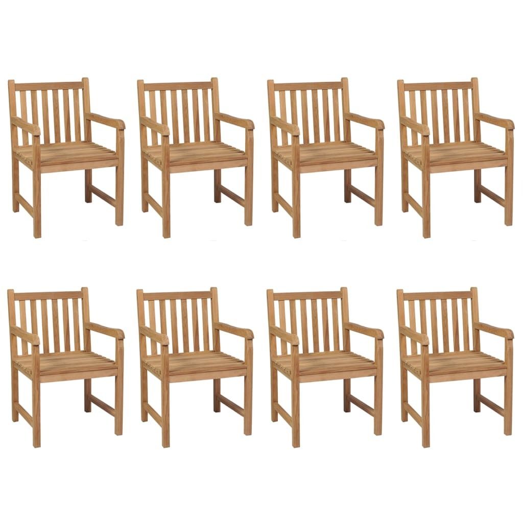 Cloris Designermöbel Gartenstühle 8er Set mit Grauen Kissen Massivholz Teak 2024 Neu