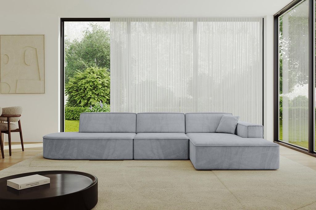 ALTDECOR Ecksofa in L-Form IREA-L2-v4 327x165x77 cm Hellgrau Corner Sofa Eckcouch Couch Wohnlandschaft Cauchsofa