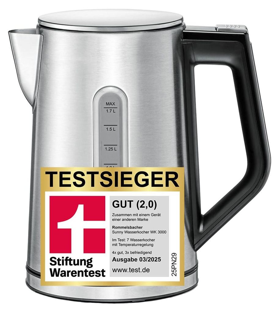 Waterkoker Sunny WK 3000 (roestvrij staal/zwart, 3.000 Productafbeelding 