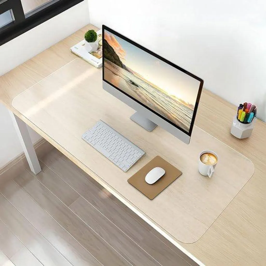 Sous-main transparent de bureau 1 pièce, protection bureau incolore