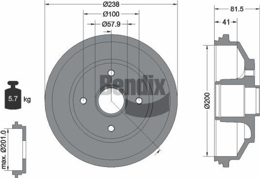 BENDIX Braking BDM1137 Bremstrommel OE 4708277 kompatibel mit Agila B