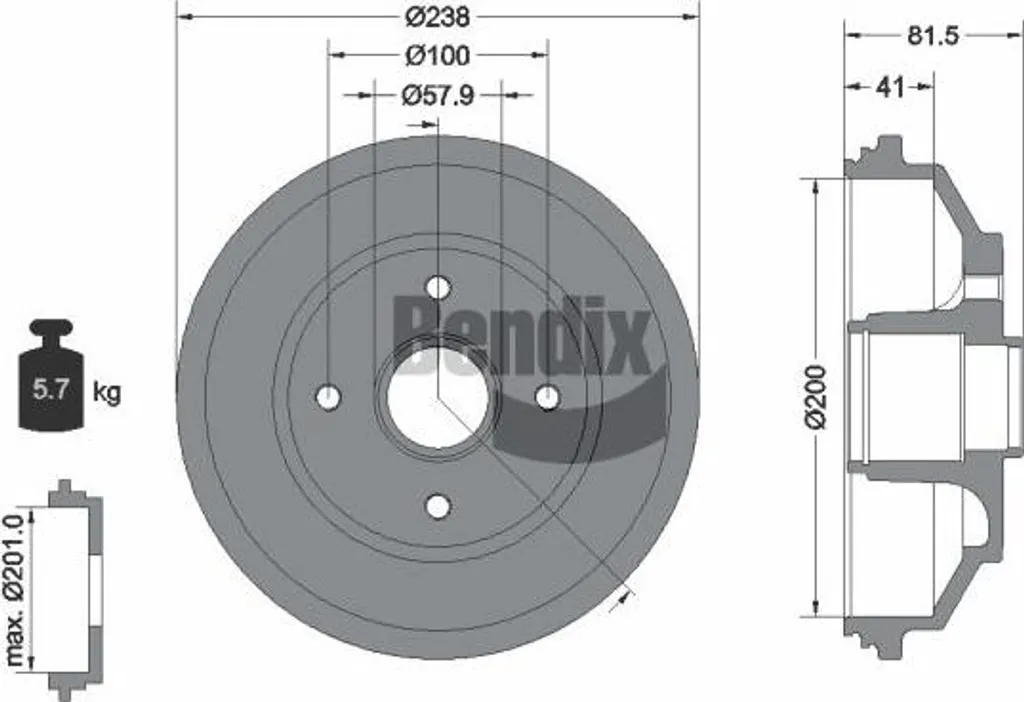 Tambour de frein BENDIX BDM1137 OE 4708277 pour Opel Agila B - Sécurité
