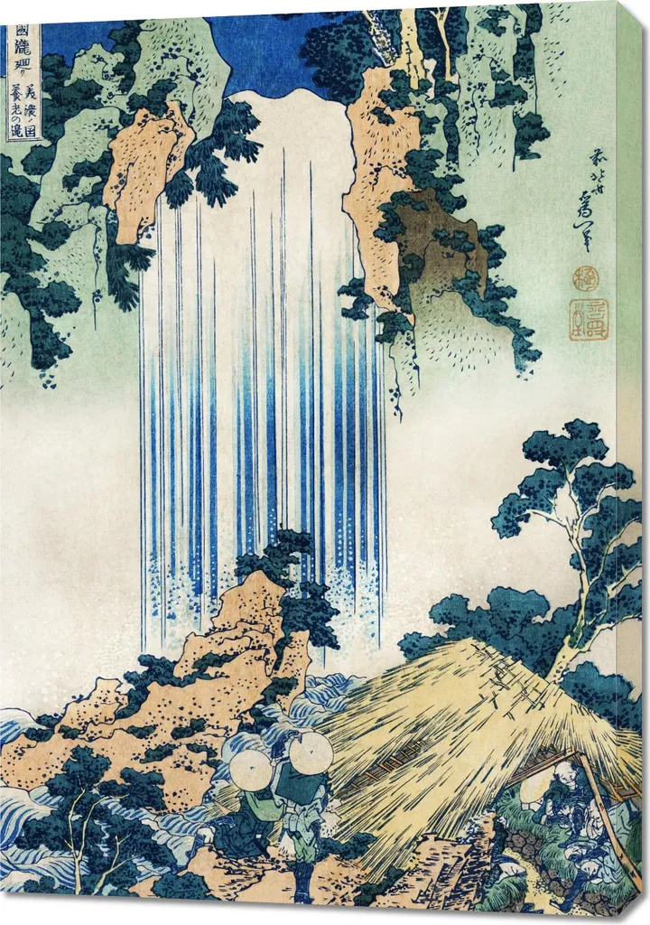 Tableau Hokusai Cascade de Yoro 70x100 cm Impression Toile Haute Qualité