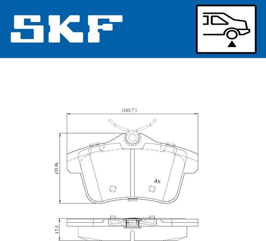 SKF VKBP90030 Bremsbelagsatz, Scheibenbremse OE 1608520680 kompatibel mit C4, DS4, DS5, 3008, 308, 5008, 508, RCZ