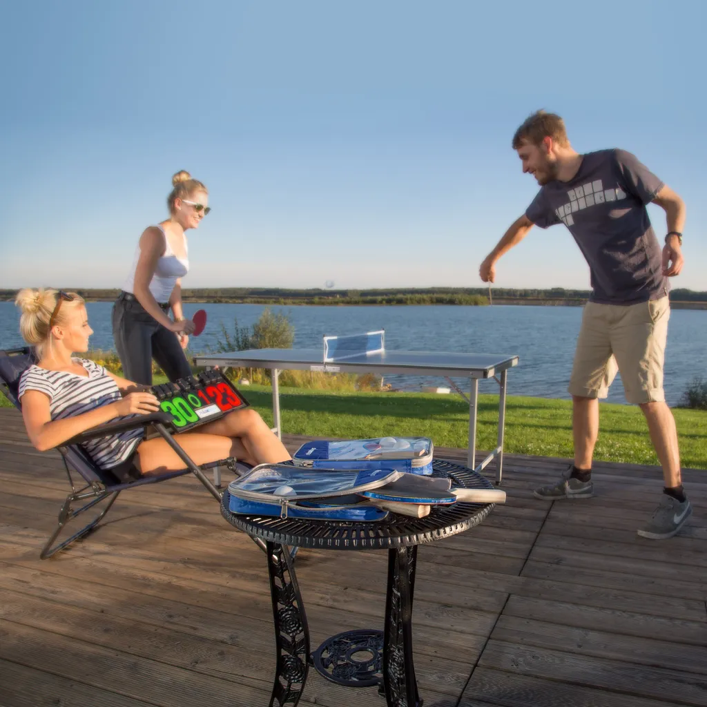 Relaxdays Set de ping-pong avec filet rétractable et raquettes complètes - 3