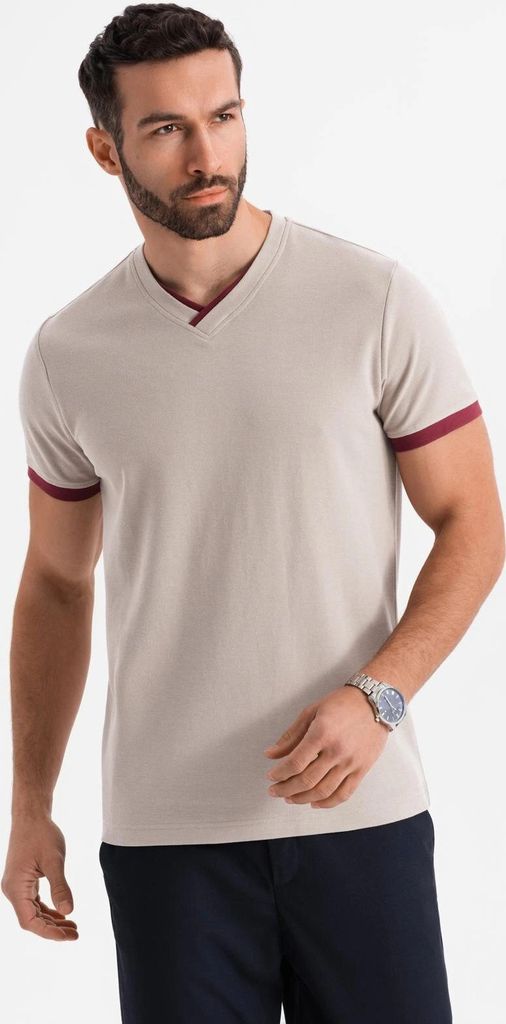 Ombre Clothing Kurzarmhemd für Männer Kiriakou beige XL