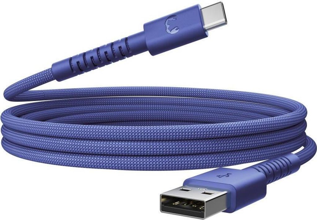 FRESH 'N REBEL USB-A zu USB-C silikon geflochtenes Kabel "FlexWave" 2m, True Blue (00231892)
