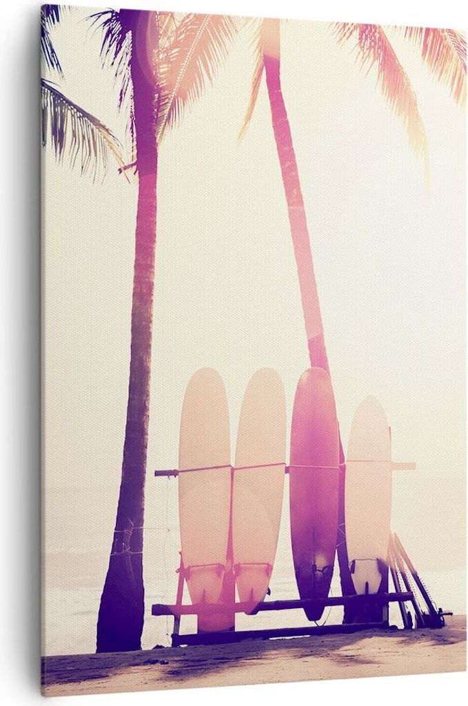 Bild auf Leinwand - Leinwandbild - Einteilig - Fackel Strand Surfen - 70x100cm - Wand Bild - Wanddeko - Wandbilder - Leinwanddruck - Wanddekoration...
