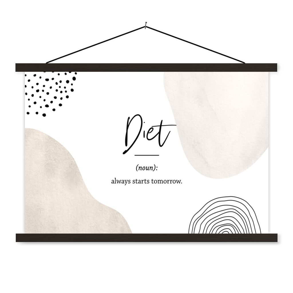 MuchoWow Textilposter Diät - Sprichwörter - Wörterbuch - Zitate - Definition der Diät 120x80 cm mit schwarzem Rahmen - Wanddeko