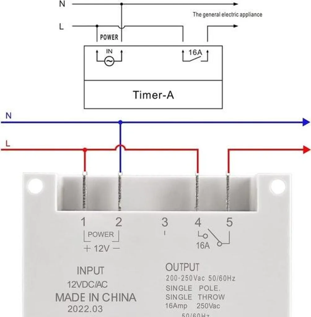Programmateur hebdomadaire 12V DC avec écran LCD et relais 16A robuste