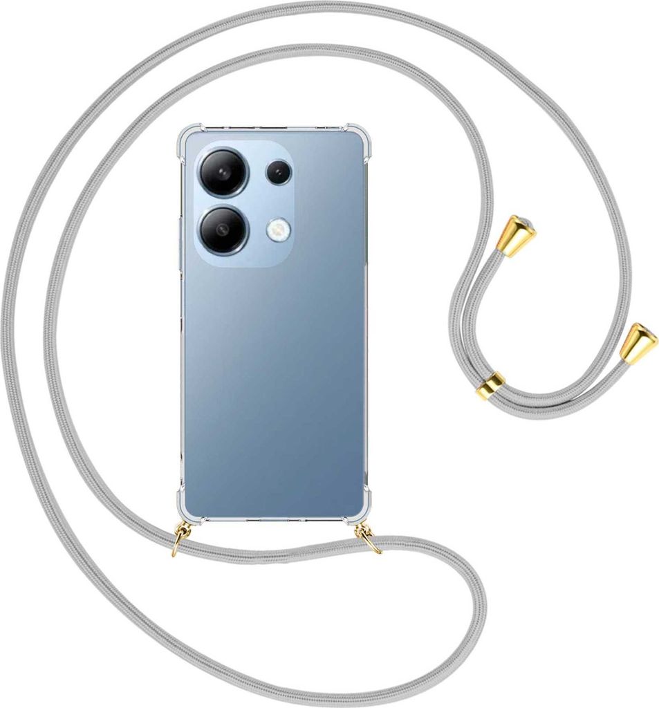 Handykette Backcover-Schutzhülle mit Band (Metall goldfarben) für Xiaomi Poco M6 Pro (6.67'') - silbergrau
