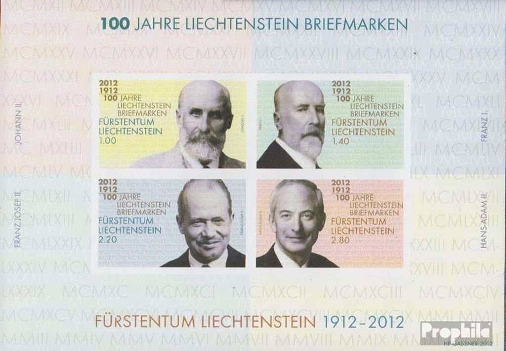 Briefmarken Liechtenstein 2012 Mi Block21 (kompl.Ausg.) postfrisch Fürsten
