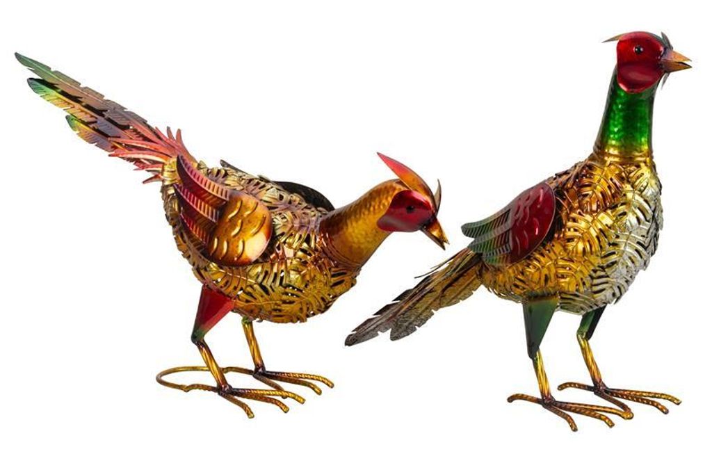 Fasanen Paar 29cm/35cm Metall bunte Vogelfiguren Produktbild 