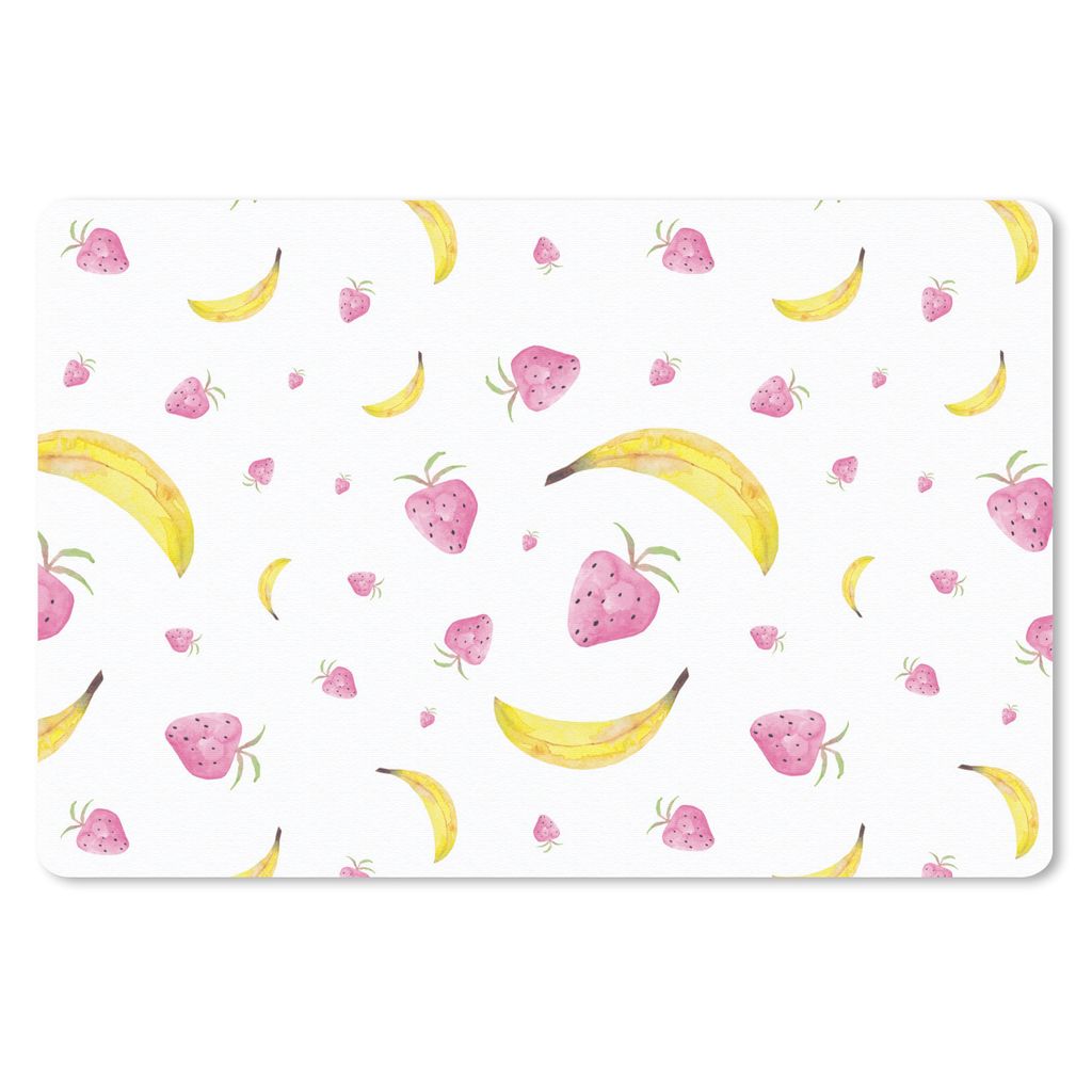 MuchoWow Schreibtischunterlage Banane - Erdbeere - Design 60x40 cm - XXL Mauspad - Großes Mauspad