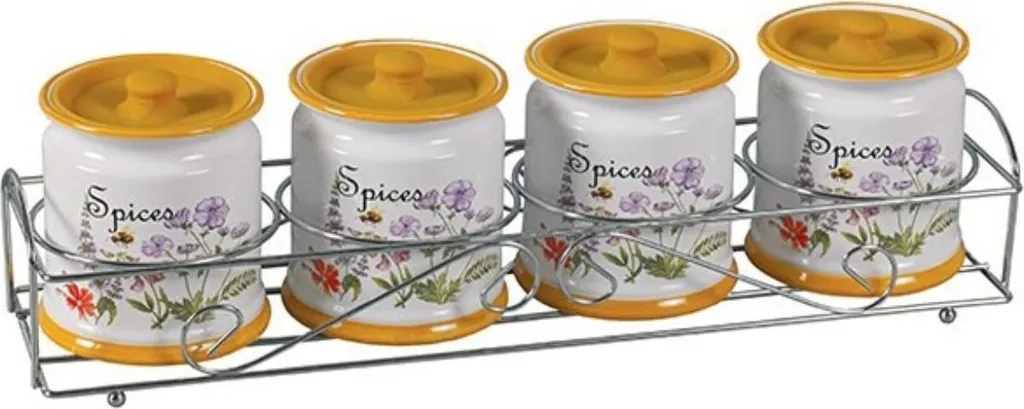 Set Portaspezie 4 Pezzi Maestro MR2000804CS in Ceramica Bianca