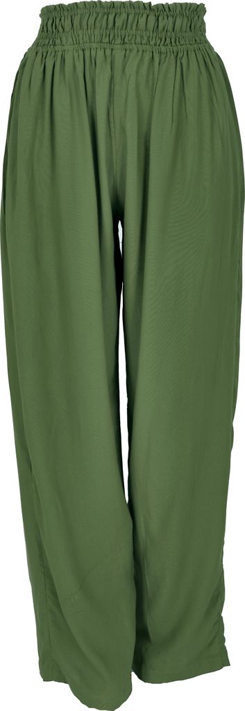 Luftige Boho Hose, Weite Basic Sommerhose - Grün, Damen, Viskose, Größe: L