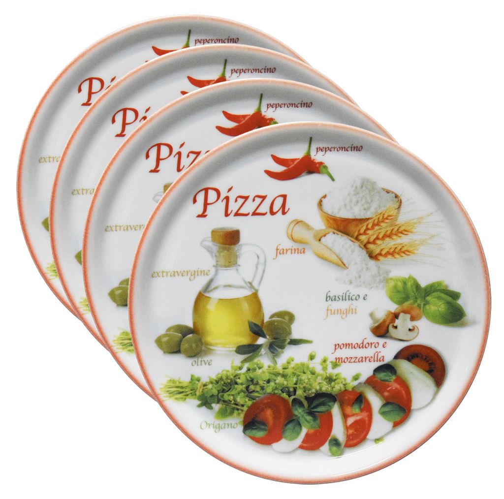 zestaw 4 talerzy do pizzy Napoli Red Ø 32 cm talerz do Zdjęcie produktu 