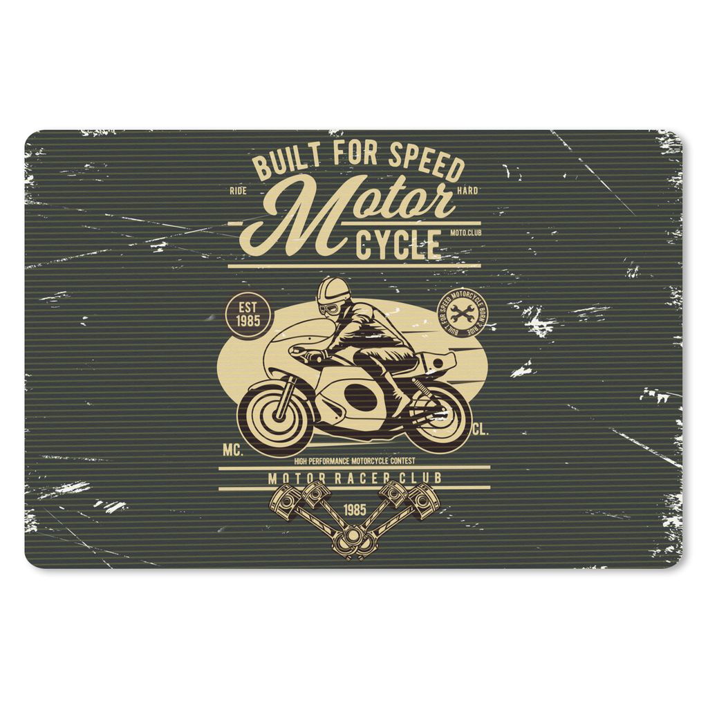 MuchoWow Schreibtischunterlage Motorrad - Retro - Briefe 60x40 cm - XXL Mauspad - Großes Mauspad