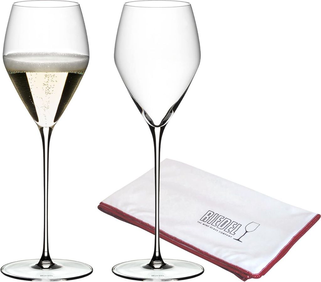 Riedel VELOCE Champagner Weinglas 2er Set + Poliertuch
