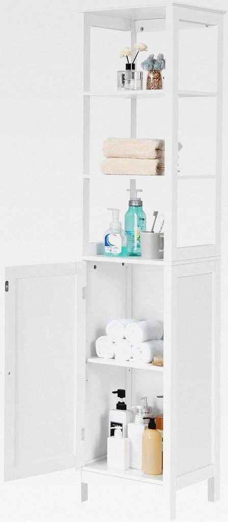 Hochschrank, Badezimmerschrank, Standregal, Badregal, mit 3 offenen Fächern & verstellbarem Einlegeboden, für Badezimmer, Wohnzimmer, Küche, 40 ...