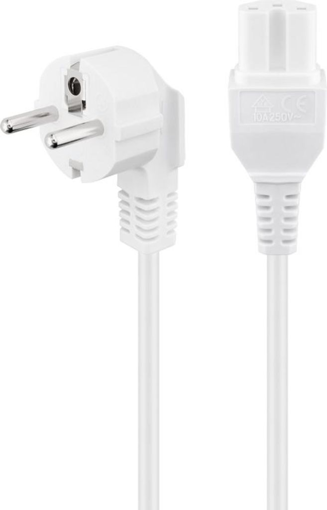 Goobay Warmgeräte Anschlusskabel, 2 m, Weiß, Produktbild 