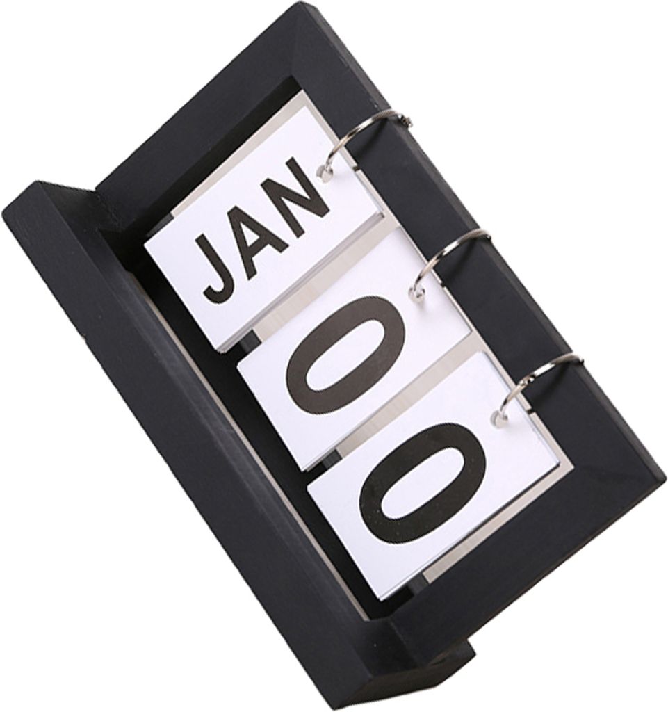 INF Minimalistischer Ewiger Kalender aus Holz Schwarz