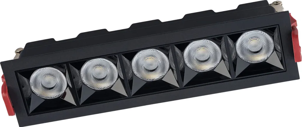 Spot linéaire encastré LED 20W avec réflecteur noir pour plafond bas