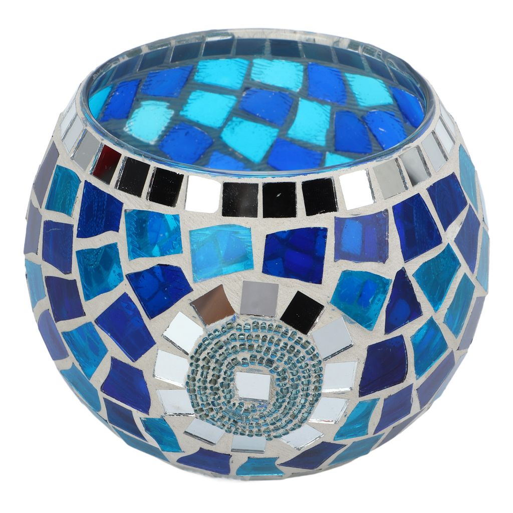 Teelichthalter im europäischen Stil, blaues Ozeanmotiv, blau-grün reflektierendes Glas, Kerzenhalter zur Dekoration