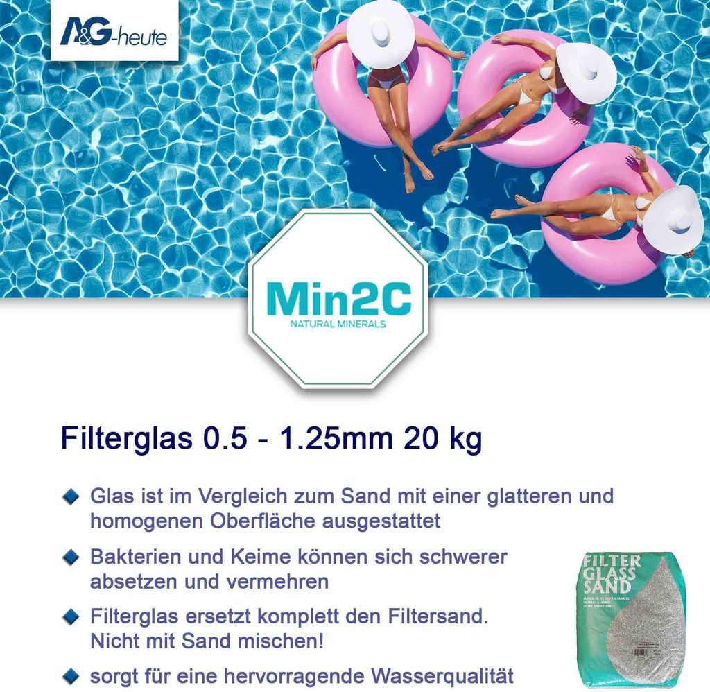 Filterglas Filtersand Glassand 0,5 - 1,25 mm 20 kg PE-Sack Produktbild 9