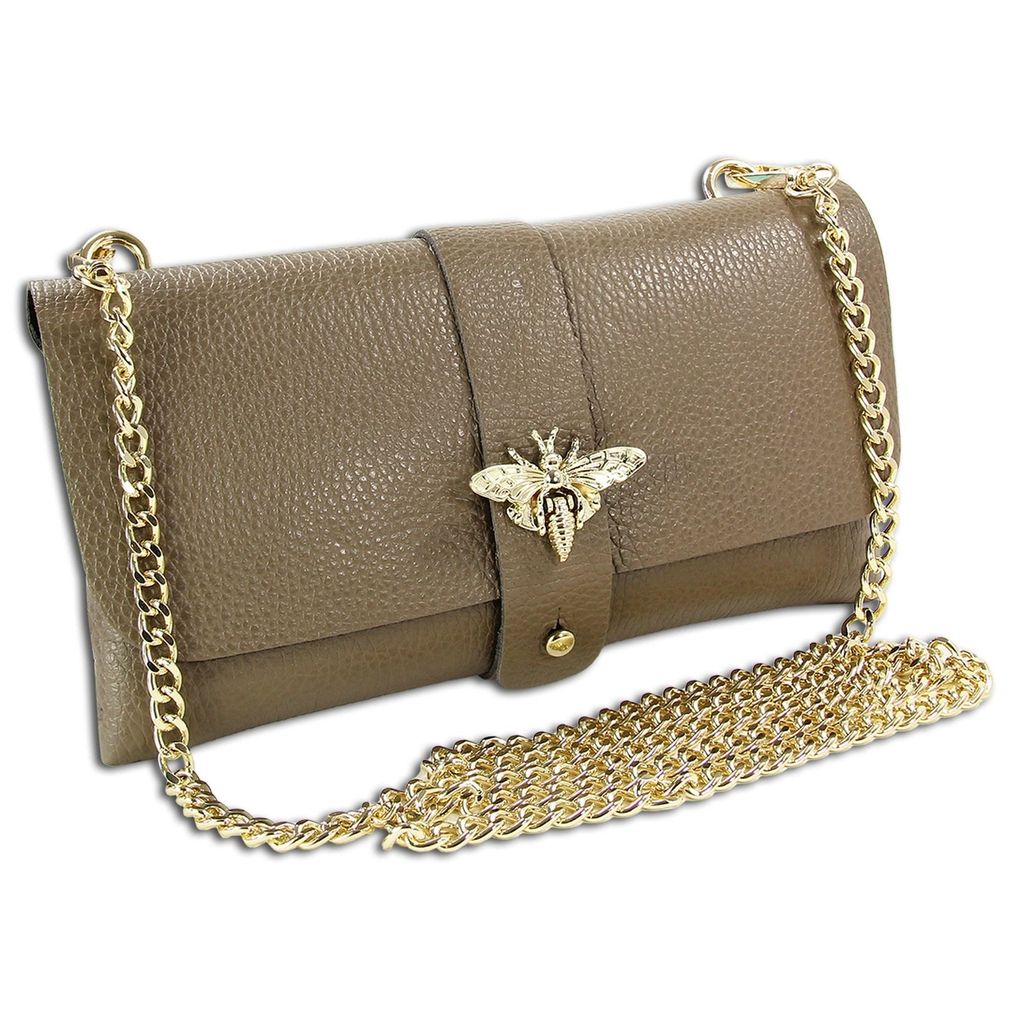 Toscanto Leder Tasche Schultertasche Clutch taupe beige OTTM803SN