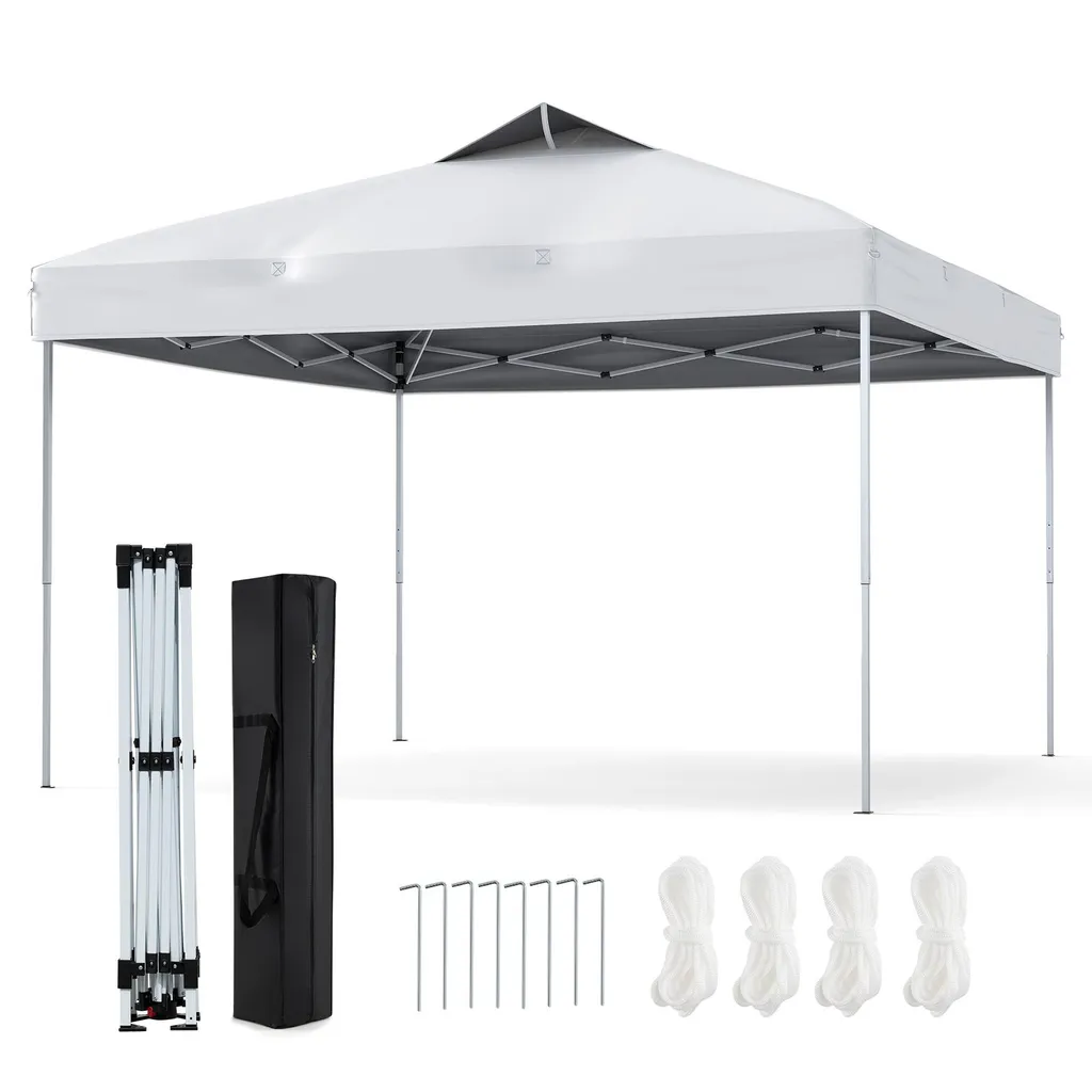 Gazebo Pop-Up 3x3m COSTWAY | Pieghevole Bianco per Feste e Picnic