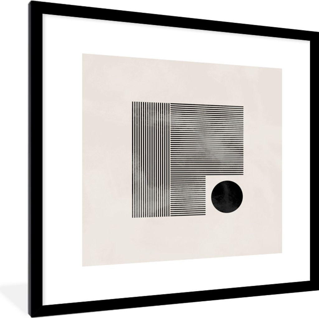 MuchoWow Gerahmtes Poster Quadratisch - Minimalismus - Abstrakt 40x40 cm - Poster mit Schwarzem Bilderrahmen Wandposter Rahmen Foto Bilder - Post...