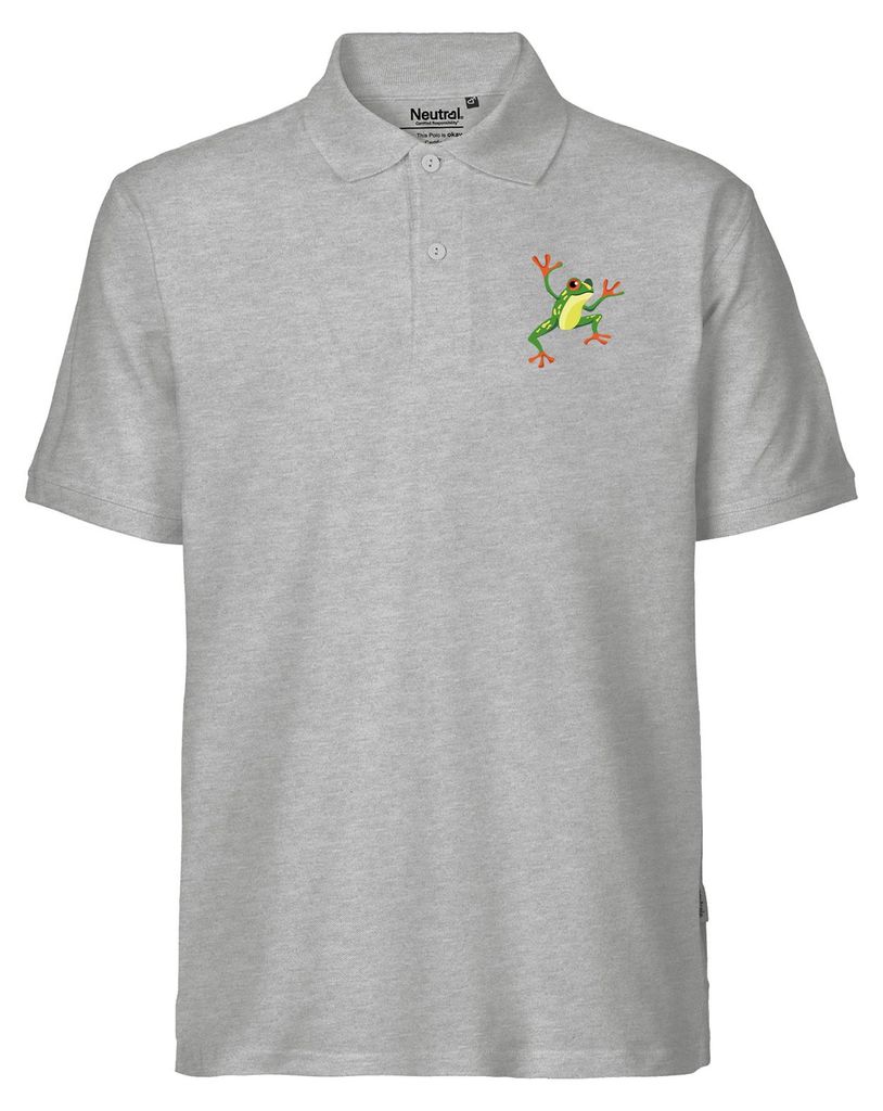 Huuraa Herren Polo Shirt Frosch Comic L Sport Grey Bio Baumwolle Fairtrade Poloshirt Geschenkidee