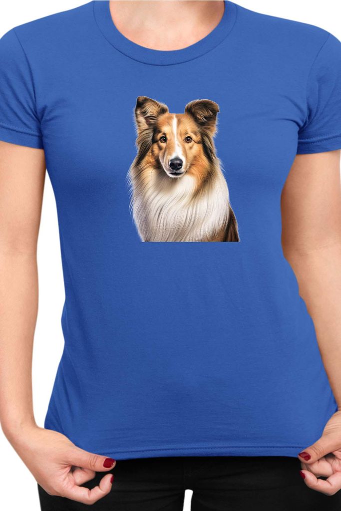 Damen T-Shirt Dogs Breeds Australian Shepherd Dog Breed 005, Lady XS / Blau