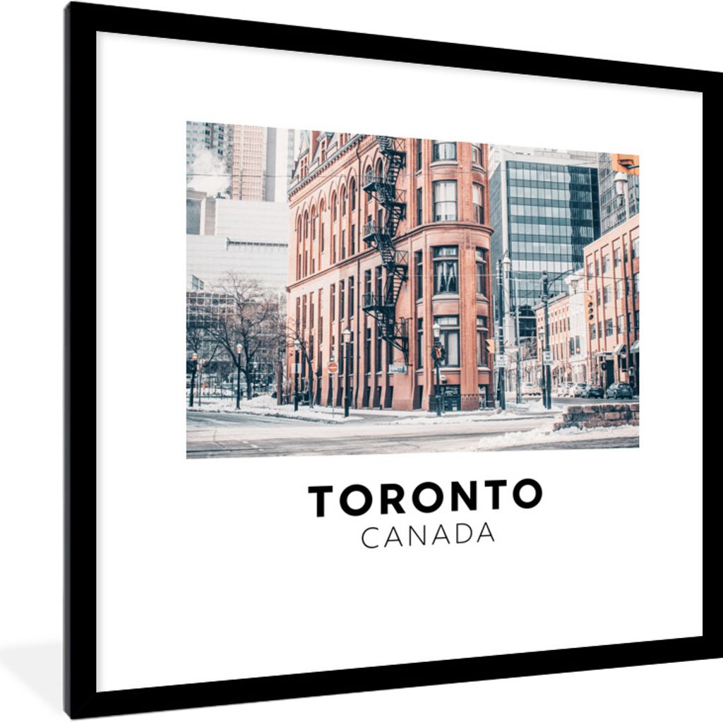 MuchoWow Gerahmtes Poster Kanada - Straße - Winter 40x40 cm - Poster mit Schwarzem Bilderrahmen Wandposter Rahmen Foto Bilder - Poster - Plakat ...