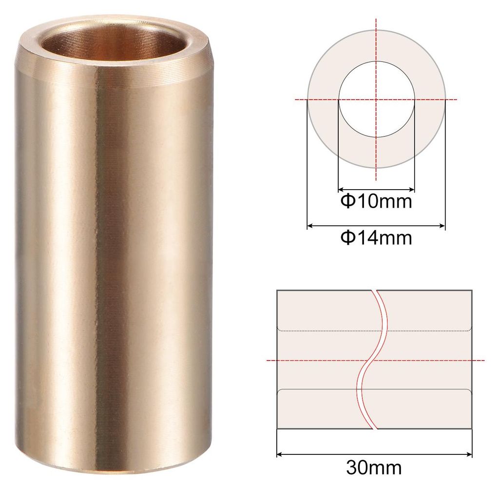 1 Stš¹ck Gleitlager 10mm Bohrung 14mm Au?endurchmesser 30mm L?nge, gewickelte ?lfreie Buchsen fš¹r Gleitbauteile von Maschinen