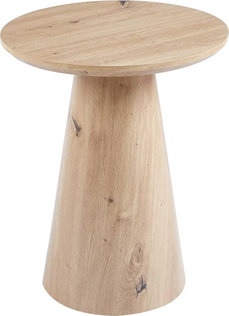 Guéridon rond Lukas 45x55 cm aspect chêne rustique pour petit espace