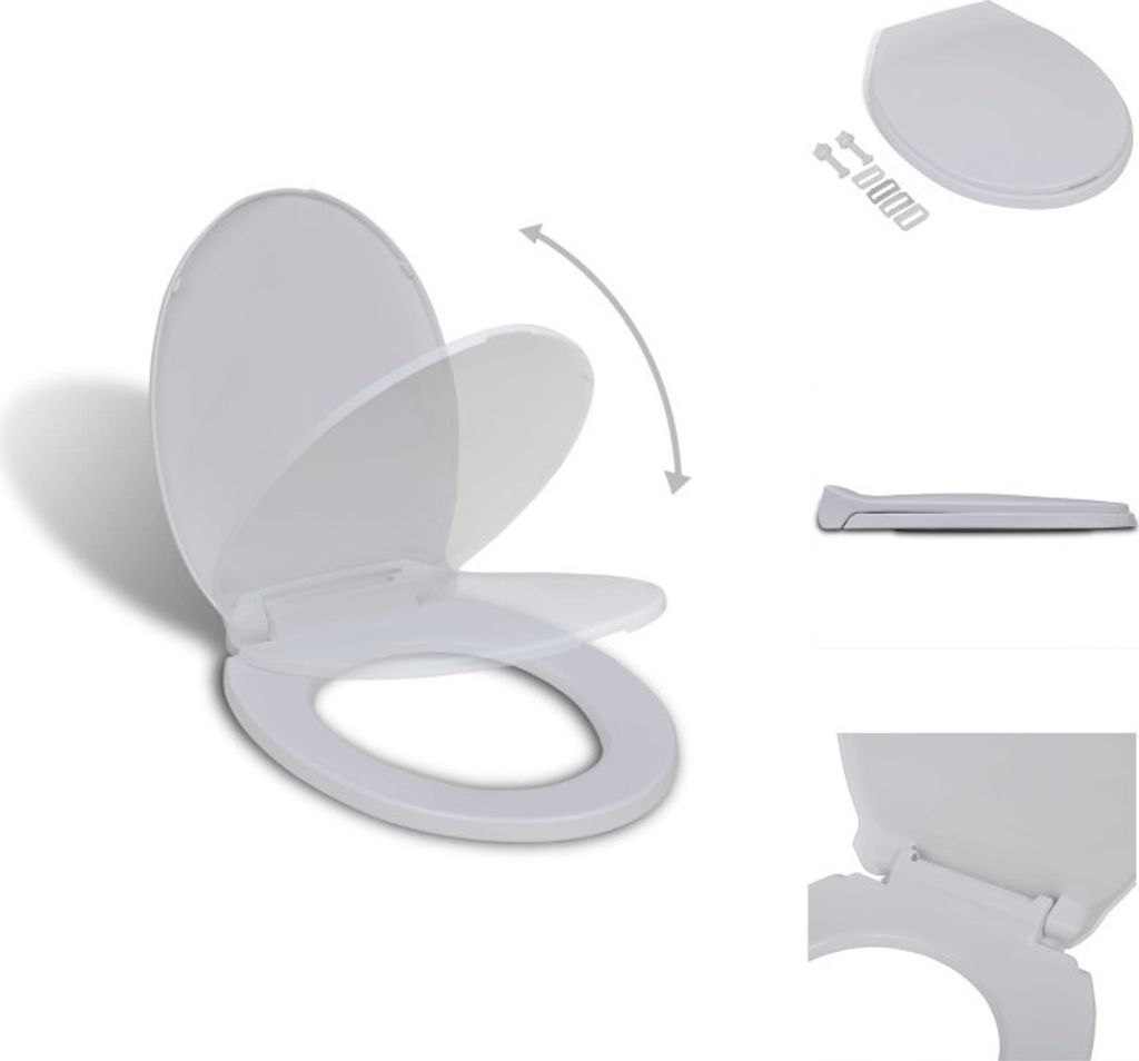 vidaXL Toilettensitz mit Absenkautomatik Weiß Oval -  Produktbild 