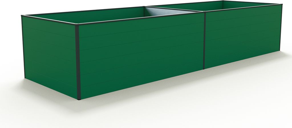 GFP Aluminium Hochbeet KINGSIZE DANIELA - 387 x 119 x 77 cm - Grün, Stecksystem, langlebig