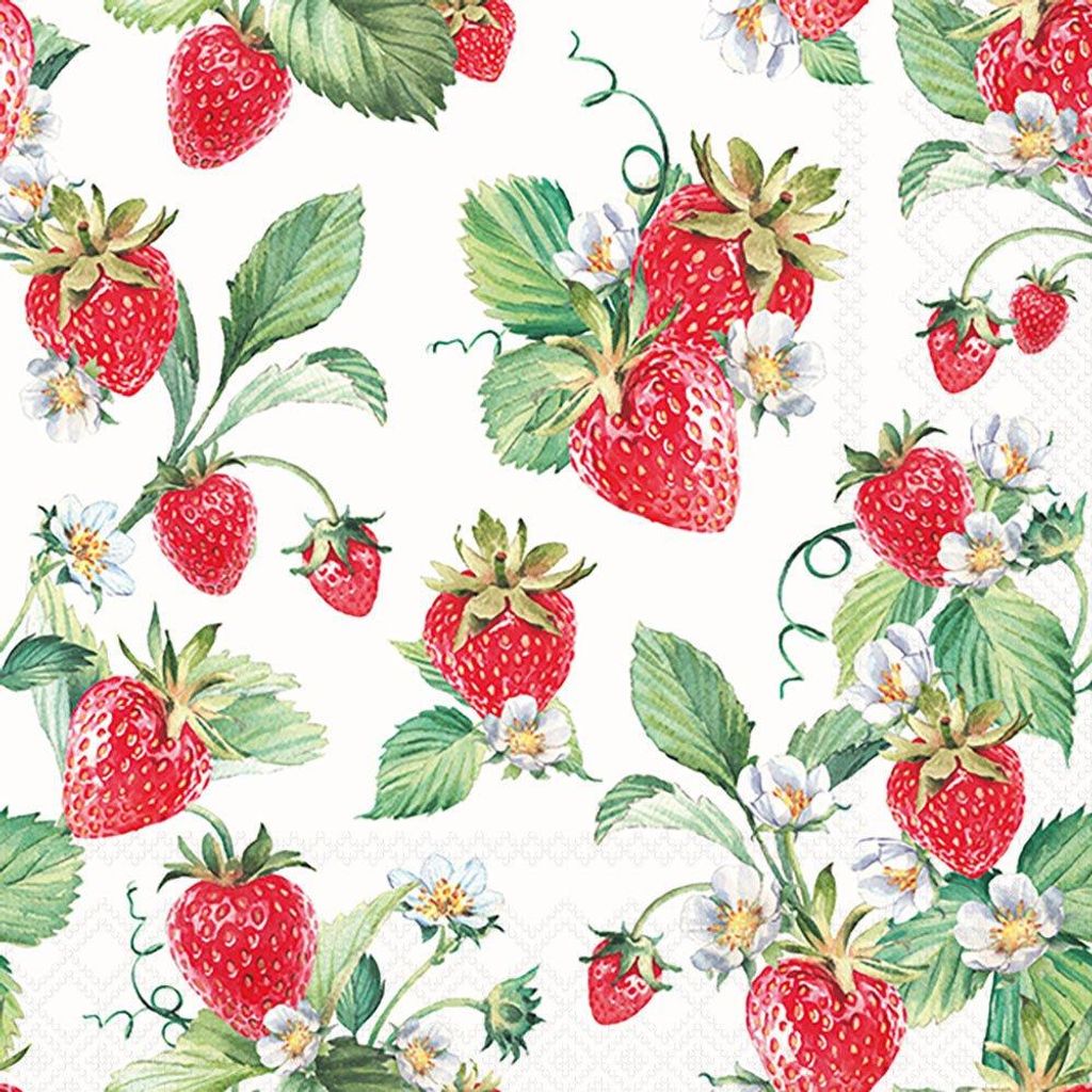 Servietten 33x33 cm - Garden strawberries