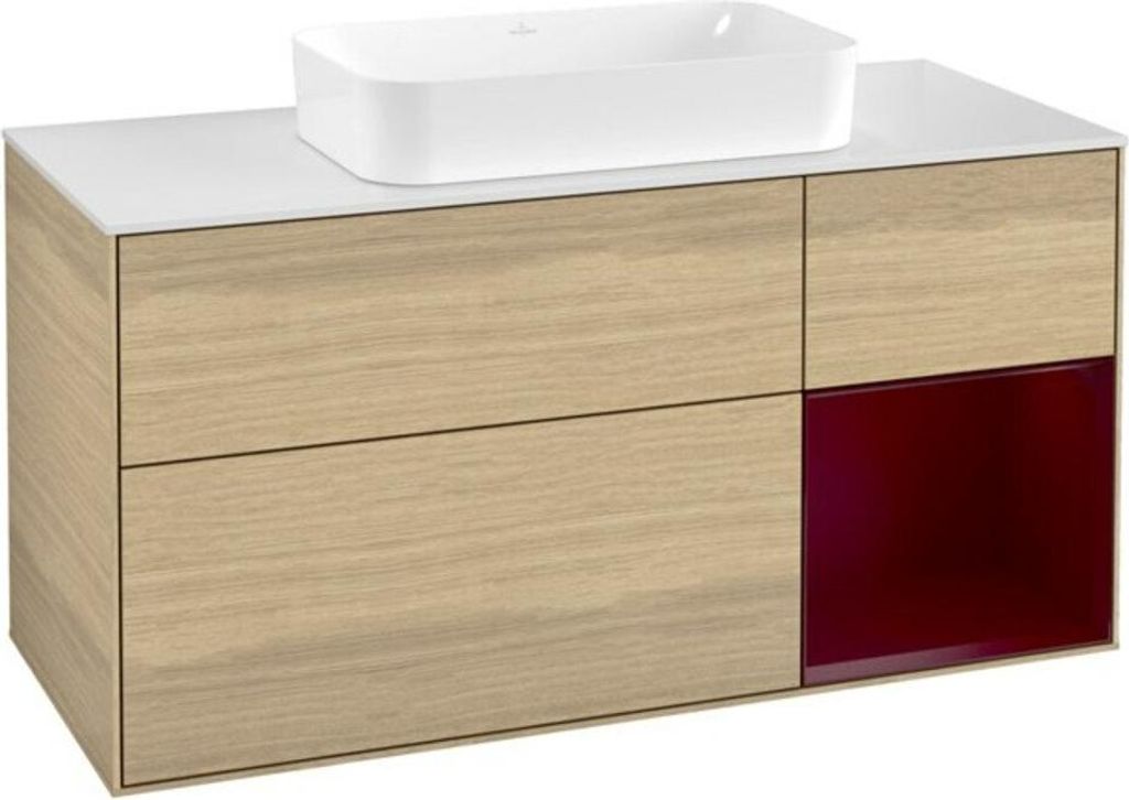 V&B Waschtischunterschrank Finion 120x60 cm, Reg rechts Peony, Oak Veneer