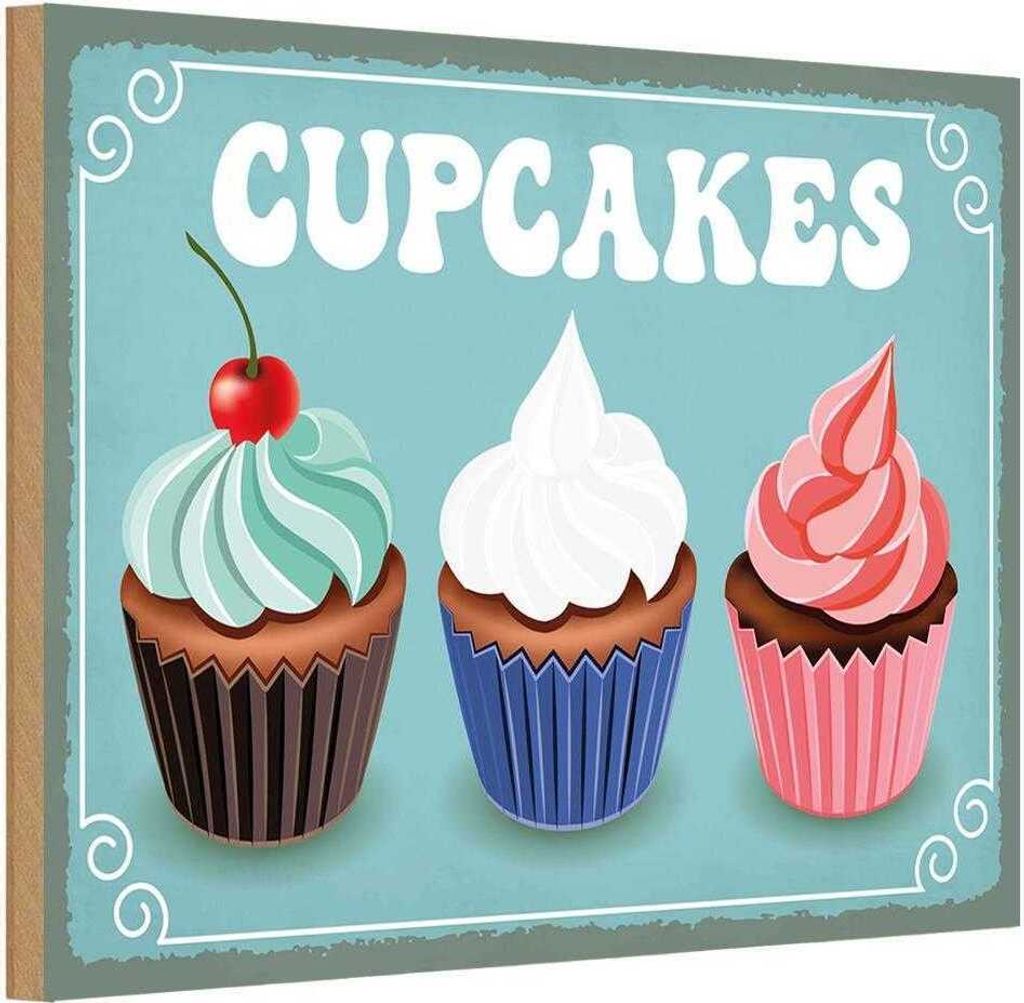 vianmo Holzschild 12x18 cm Cupcakes Geschenk