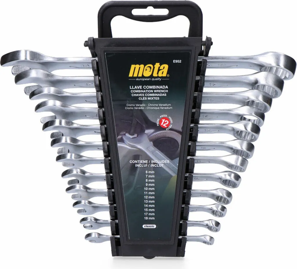 Jeu de clés mixtes Mota 6-19 mm de 12 pièces pour serrage de précision