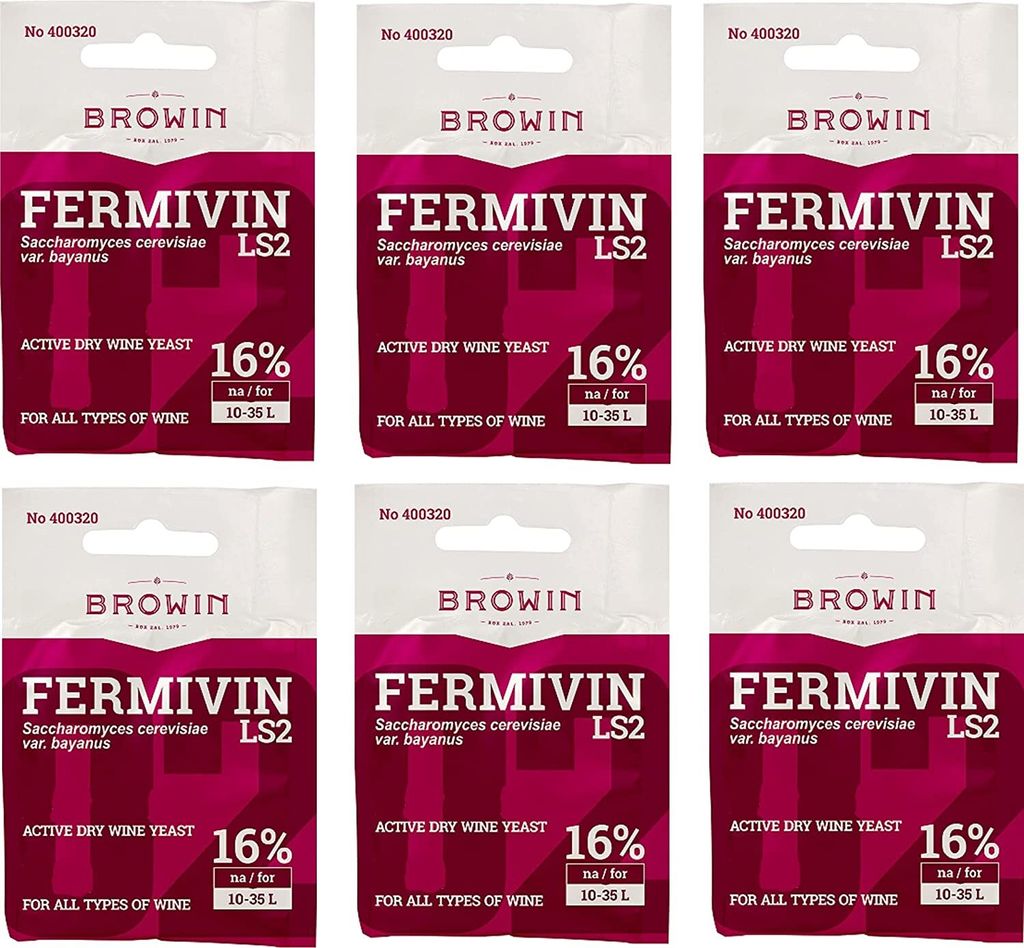 6 x FERMIVIN Trockenhefe Weinhefe Reinzuchthefe 7g Für Produktbild 