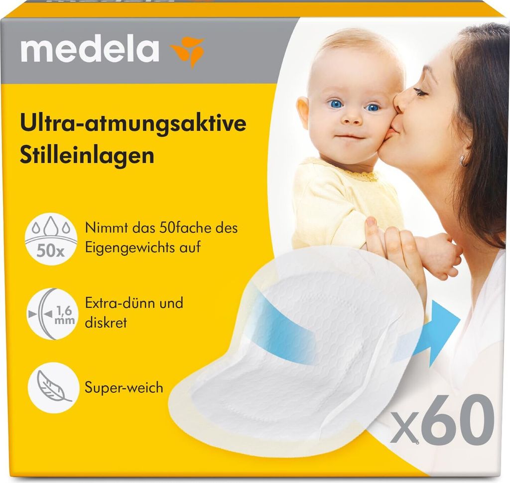 Medela Ultra-atmungsaktive Stilleinlagen – Hochgradig saugfähig – Diskretes Design für hohen Tragekomfort – 60er Pack