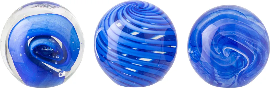Presse-papier boule en verre bleu J-Line petit modèle assorti 3 - Objet déco