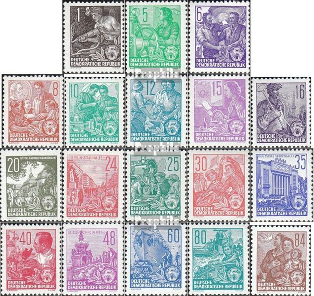 Briefmarken DDR 1953 Mi 405-422 (kompl.Ausg.) Originalausgabe gestempelt Fünfjahresplan (II)