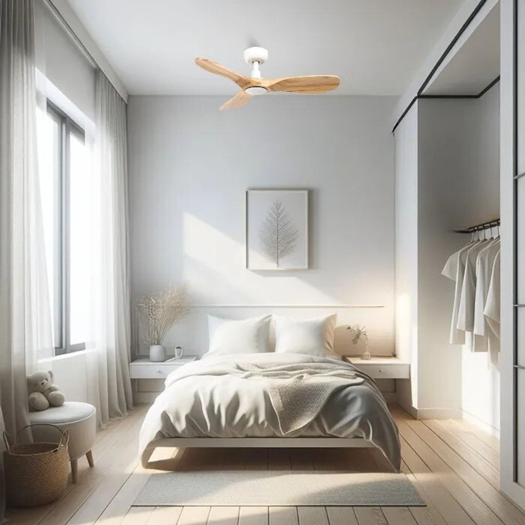 ROWIND Deckenventilator weiß/Eiche ohne Licht Ø90